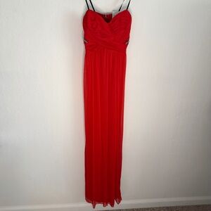 Holiday Party Ready | Way-In Clothing Co Red Gown with Beaded Details - Size: 5